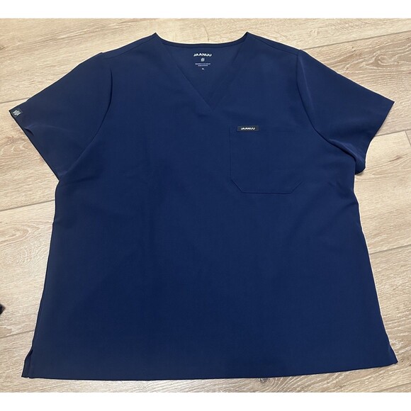 Women’s Jaanuu Scrub Set Navy Blue XL Kerr Pants & 2 Tops EUC! - Picture 2 of 7